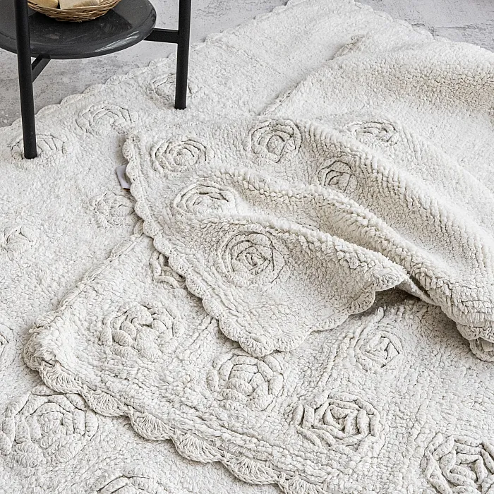Rosette %100 Pamuk 2’li Banyo Paspas Takımı – Krem - 4