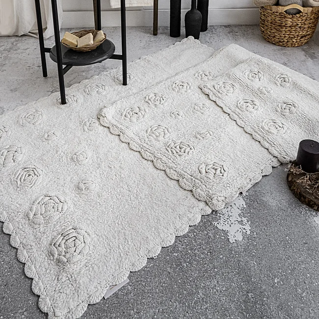 Rosette %100 Pamuk 80x120 Banyo Paspası – Krem - 2