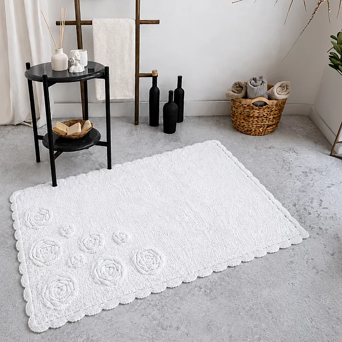 Rosette %100 Pamuk 80x120 Banyo Paspası – Krem - 1