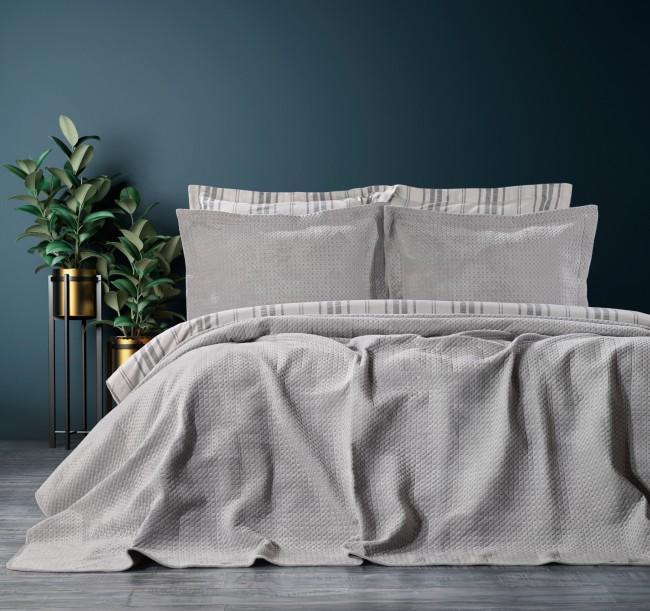 Scala Çift Kişilik Yatak Örtüsü / Gri - Zebra Casa