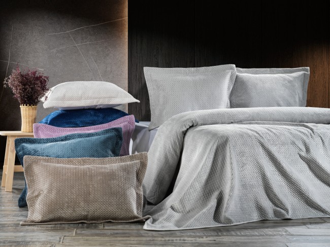 Scala Çift Kişilik Yatak Örtüsü / Gri - Zebra Casa (1)