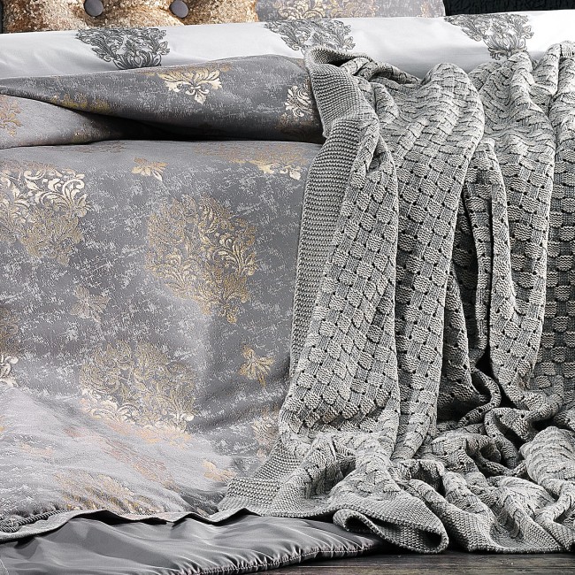 Zebra Casa - Shine Tricot Blanket 200x220cm / Grey