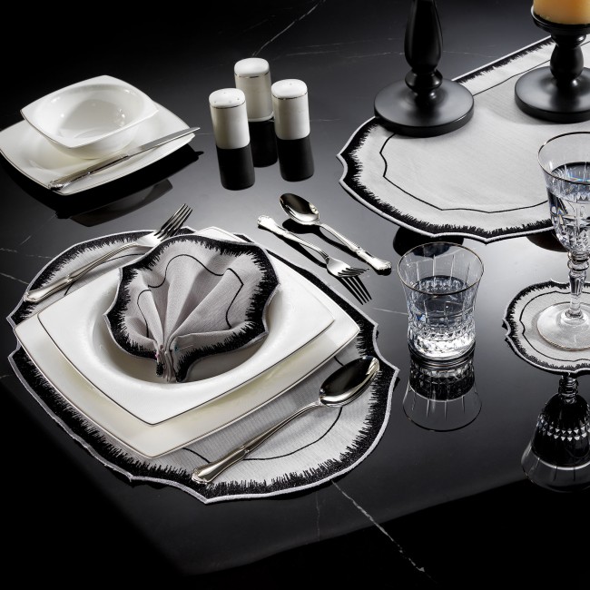 Siena 2'li Amerikan Servis Siyah- Gri - Zebra Casa (1)