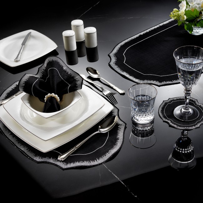 Siena 2'li Peçete Siyah-Gümüş - Zebra Casa (1)