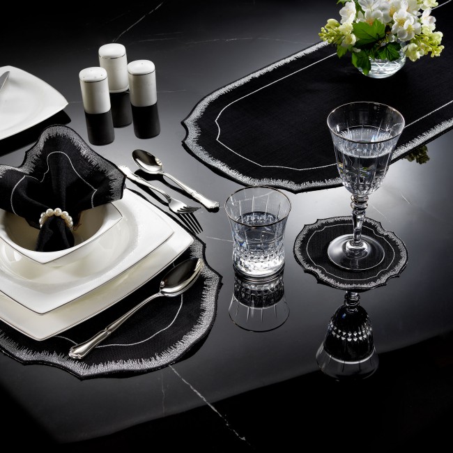 Siena 6'lı Kokteyl Peçetesi Siyah-Gümüş - Zebra Casa (1)