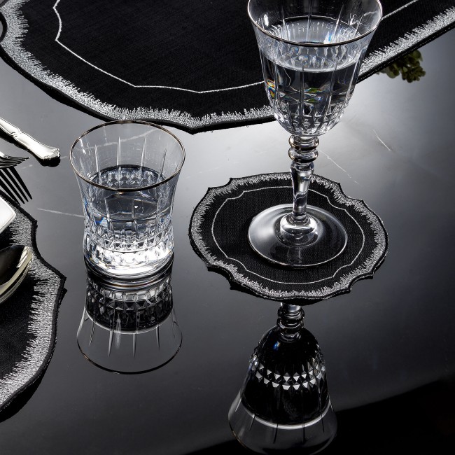 Siena 6'lı Kokteyl Peçetesi Siyah-Gümüş - Zebra Casa