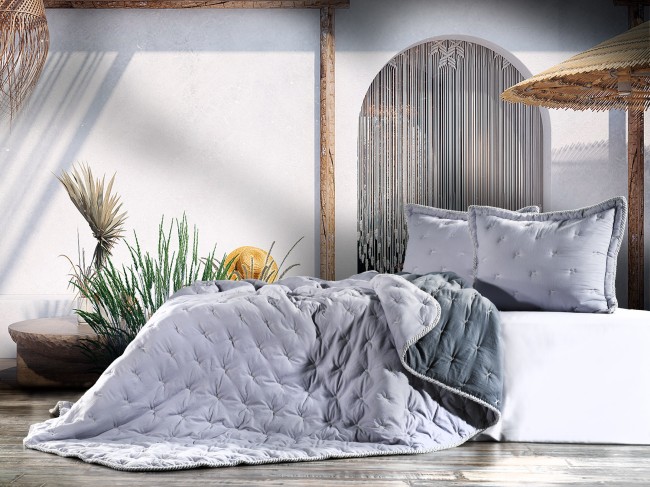 Zebra Casa - Tender Çift Kişilik Comforter Set / Gri - Antrasit