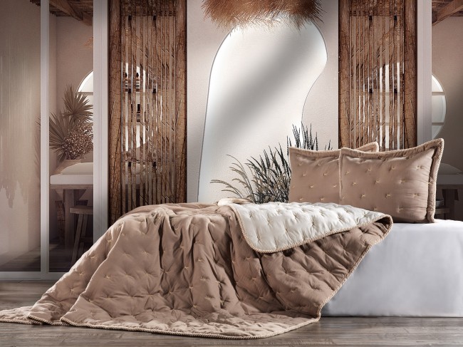 Zebra Casa - Tender Çift Kişilik Comforter Set / Kahve - Bej