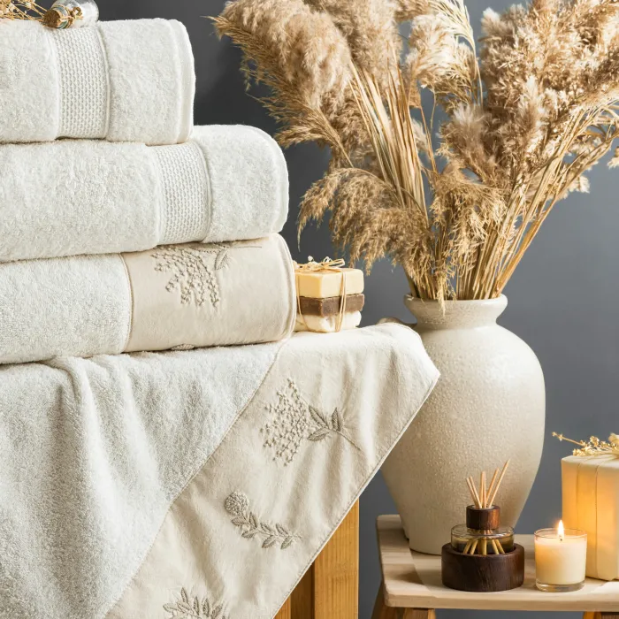 Terre 6 Parça Pamuk Nakışlı Aile Bornoz Seti - 6