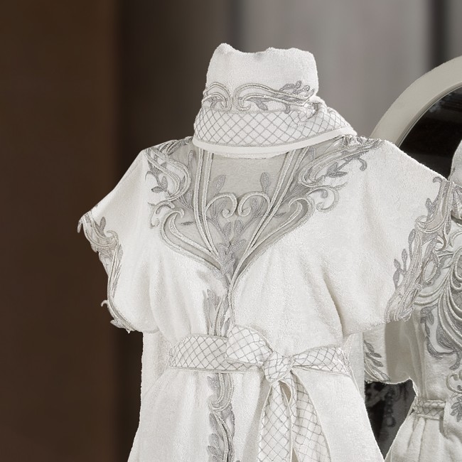 Tiara Balayı Bornoz Seti Gri - Zebra Casa (1)