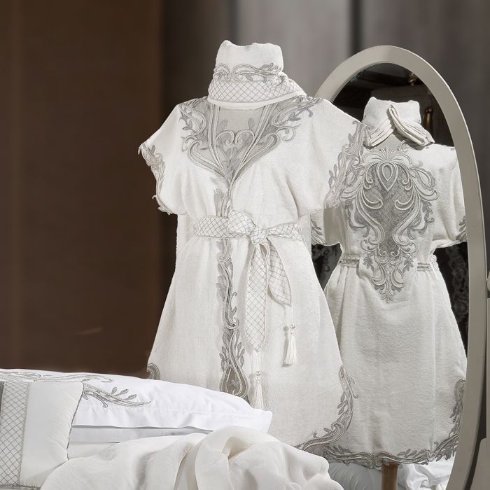 Tiara Kadın Balayı Bornoz Seti / Gri  - 1