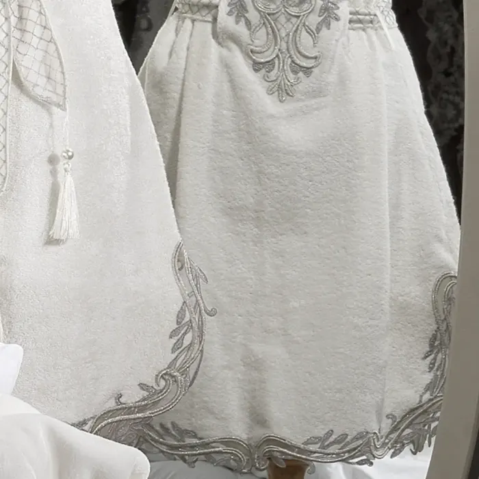 Tiara Kadın Balayı Bornoz Seti / Gri  - 5