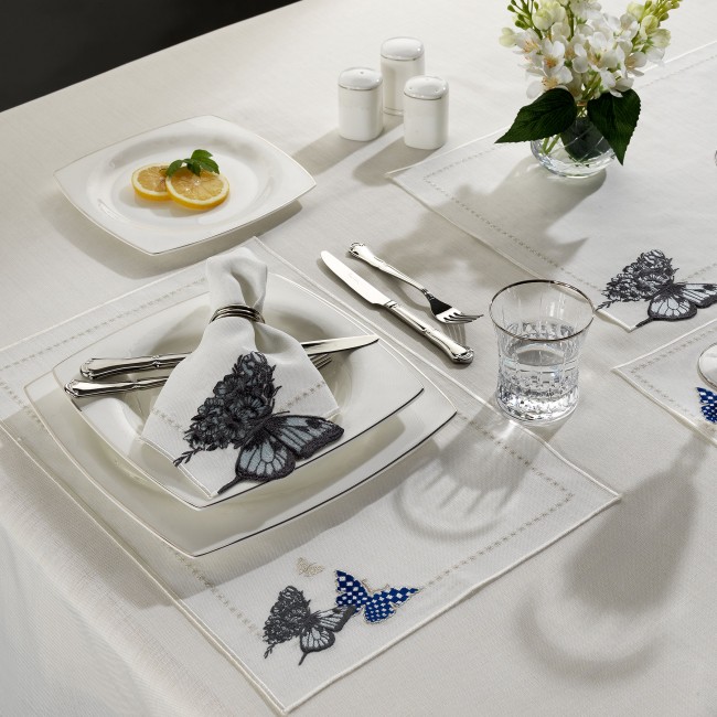 Unique 2'li Amerikan Servis Krem-Mavi - Zebra Casa (1)