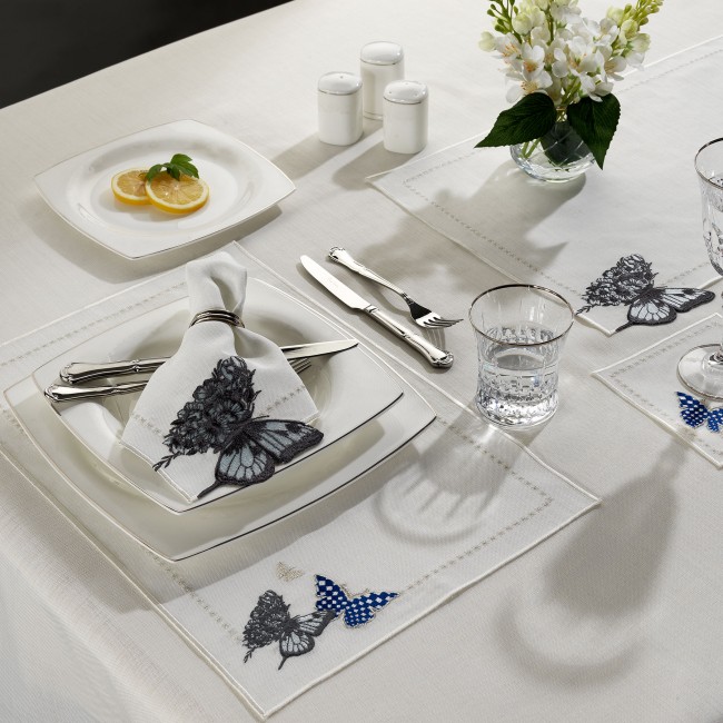 Unique 2'li Peçete Krem-Mavi - Zebra Casa (1)