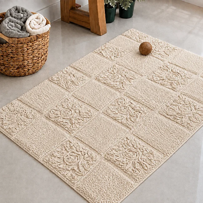 Vania %100 Pamuk 80x120 Banyo Paspası – Bej - Zebra Casa