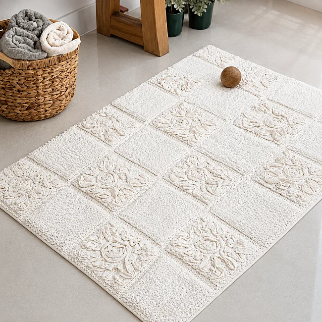 Vania %100 Pamuk 80x120 Banyo Paspası – Krem - Zebra Casa