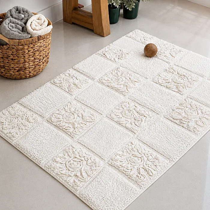 Vania %100 Pamuk 80x120 Banyo Paspası – Krem - 1