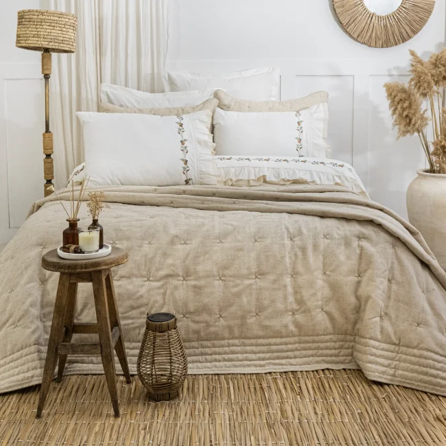 Wendy Çift Kişilik Nevresimli Yatak Örtüsü Seti / Bej - 1