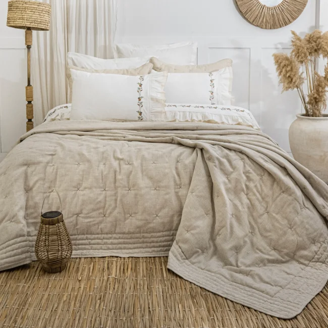 Wendy Çift Kişilik Nevresimli Yatak Örtüsü Seti / Bej