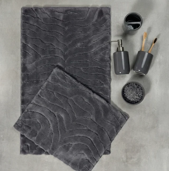 Zebi Pamuk Paspas Seti / Koyu Gri - Zebra Casa
